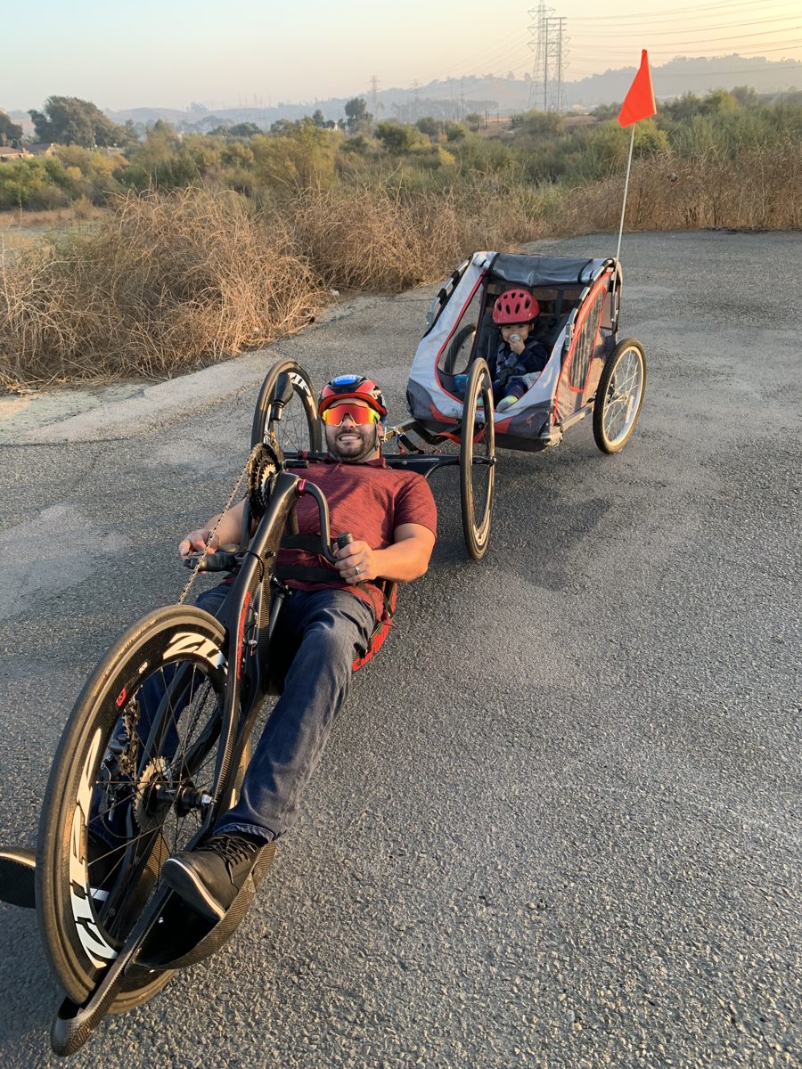 Ricky handcycling on the San Luis Rey River Trail