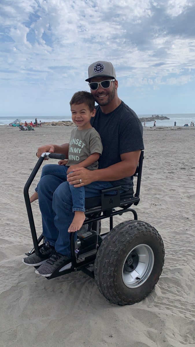 Ricky and his son at the beach